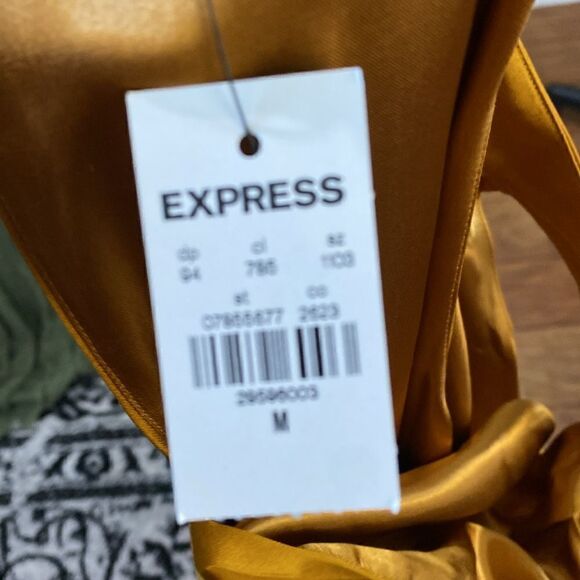 NEW EXPRESS Golden HONEY SATIN HALTER MAXI DRESS - Picture 7 of 14